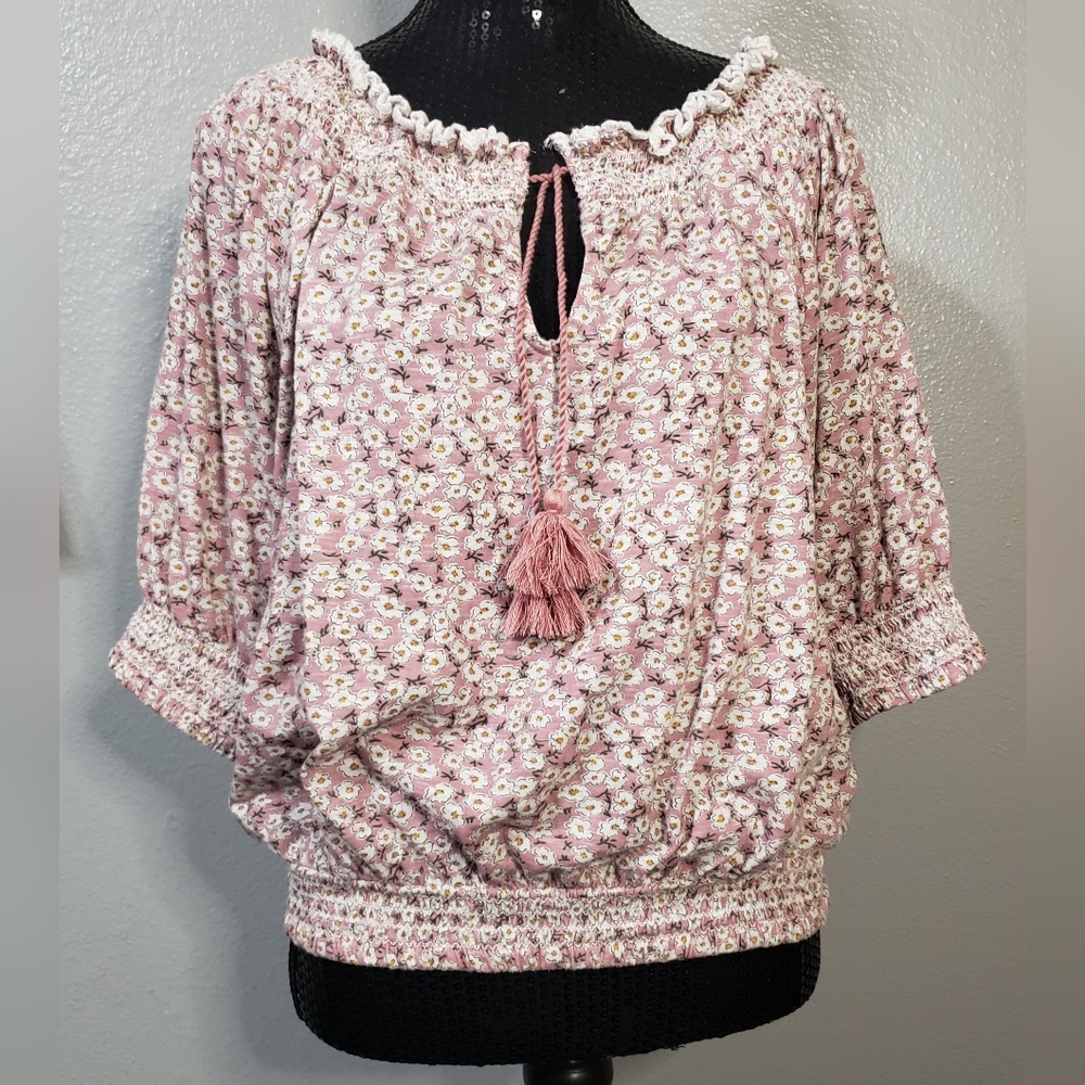 Lucky Brand Pink Floral Blouse